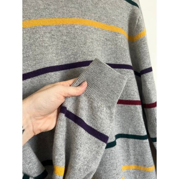 J. Crew Striped Cashmere Pullover Sweater Gray Multi Size Medium - Picture 5 of 8